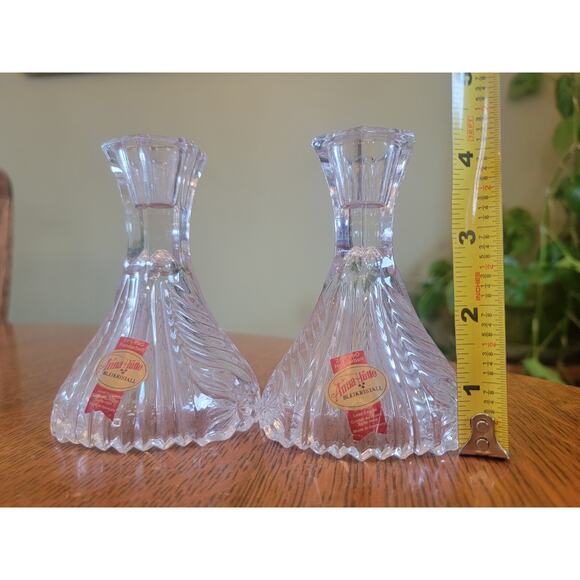 VTG Pair Anna Hutte Bleikristall Clear 24% Lead Crystal Candlesticks Germany - Picture 5 of 10
